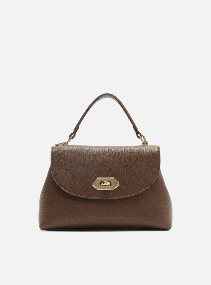Bolsa Tiracolo Marrom Média Fecho Dourado