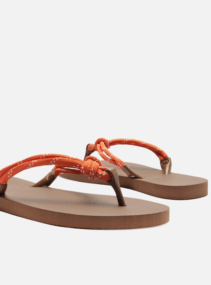 Chinelo de Dedo Marrom Essential Cordão Laranja