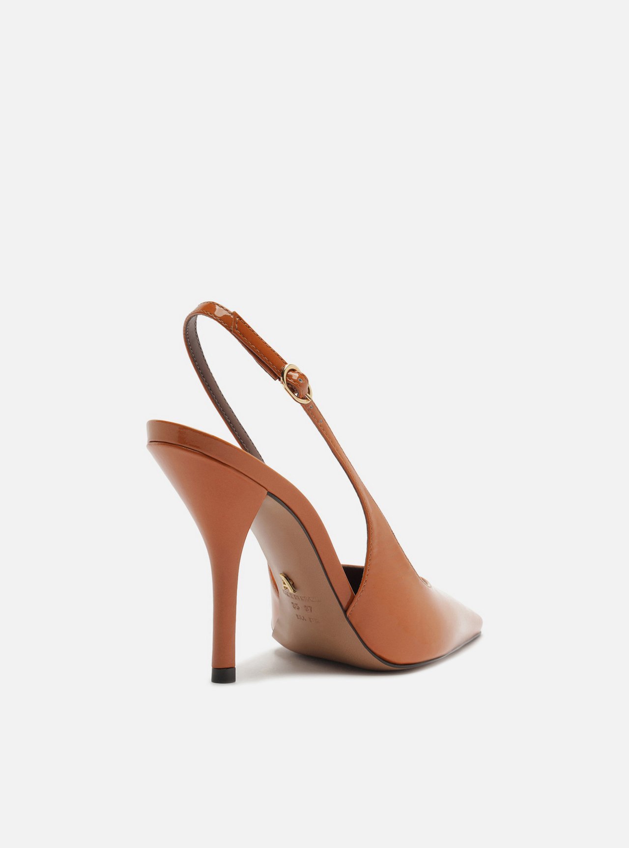 Scarpin Laranja Salto Fino Fivela Slingback — foto 3