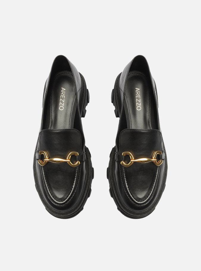 Mocassim Preto Couro Tratorado Bridão