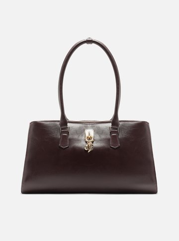 Bolsa Tote Bordô Couro Grande Metal Charms