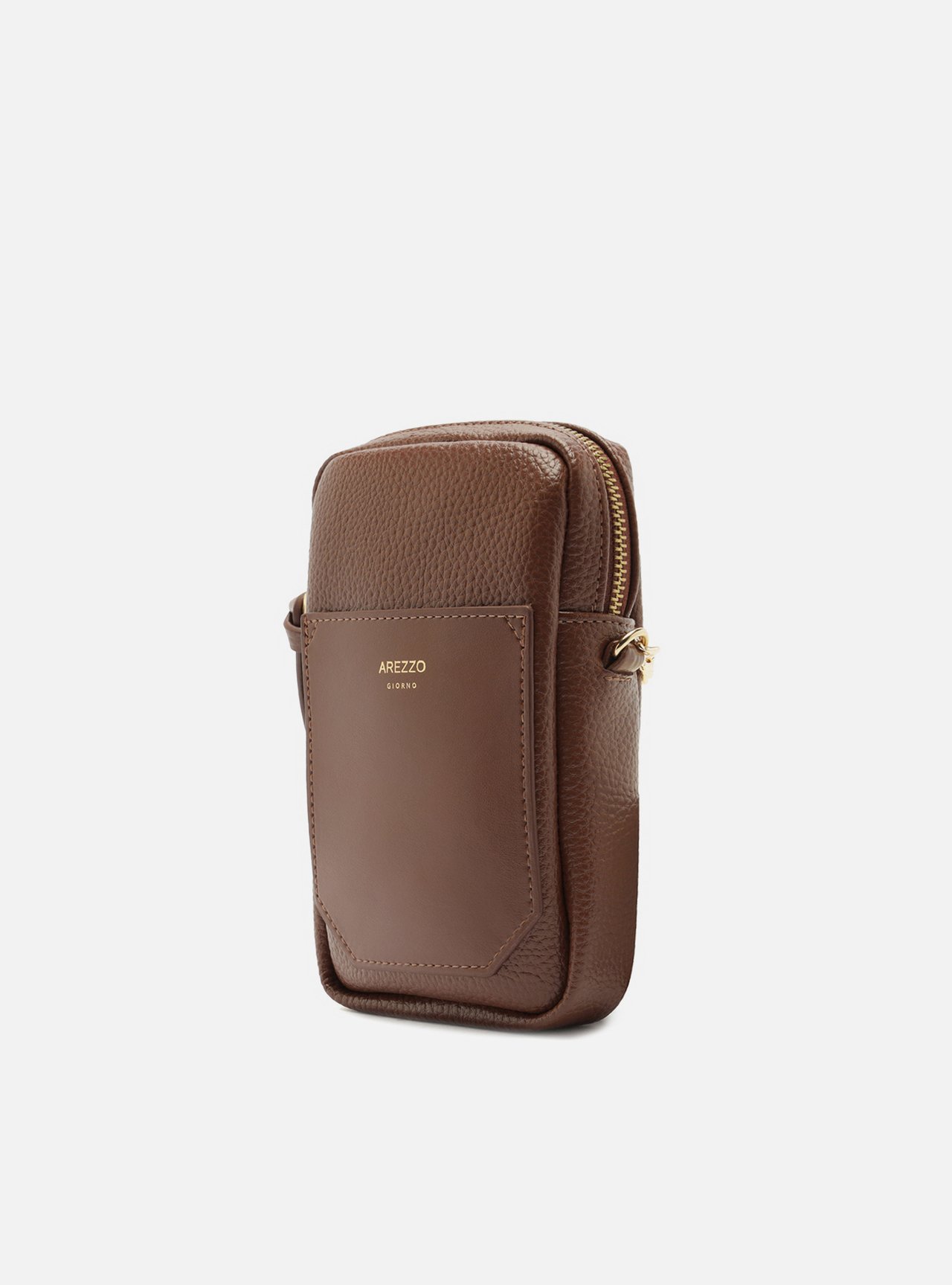 Bolsa Porta Celular Marrom Pequena Alça Corrente — foto 2