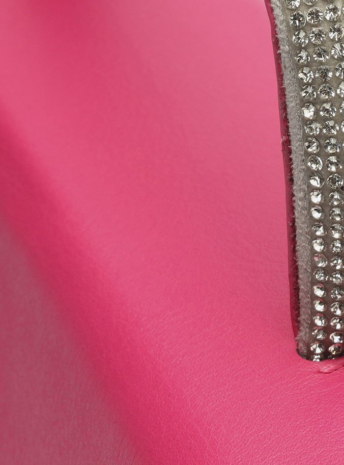 Bolsa Tiracolo Rosa Couro Pequena Strass