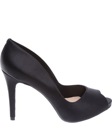 Peep Toe Cetim Preto