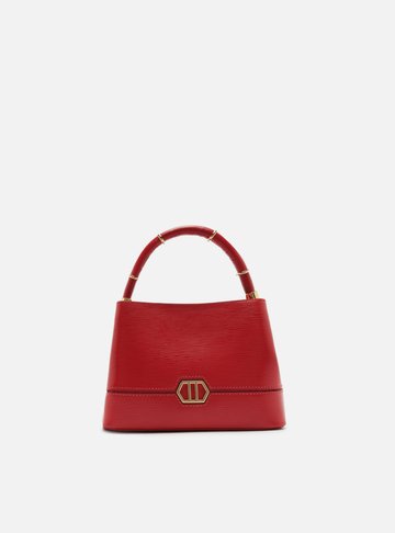 Bolsa Tote Vermelha Couro Pequena Anéis