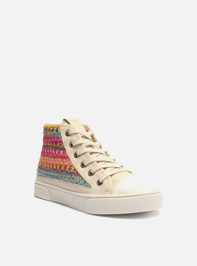 Tênis Infantil Off-White Cano Alto Trama Colorida
