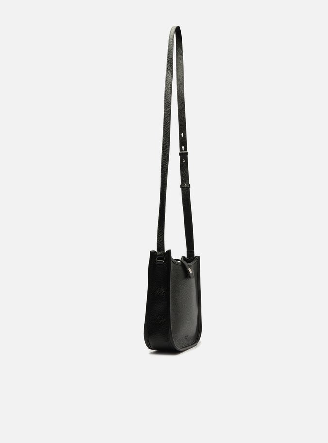 Bolsa Tiracolo Preta Média Logo Perfurado