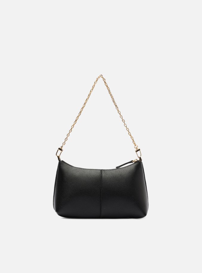 Bolsa Tiracolo Preta Couro Pequena Corrente