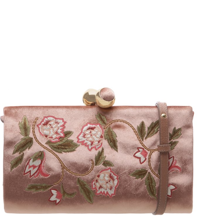 Carteira Veludo Flores Rose
