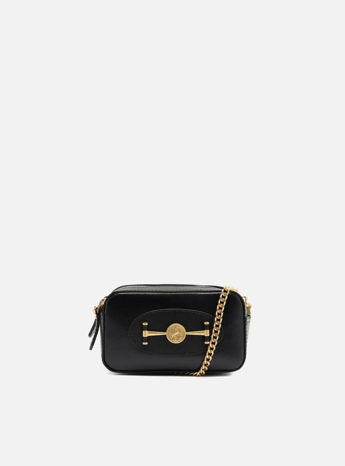 Bolsa Tiracolo Preta Couro  Pequena
