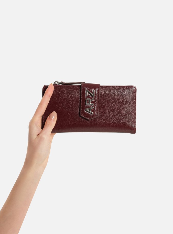 Carteira Vinho Couro Média Metal ARZ