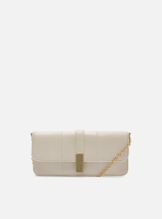 Bolsa Clutch Branca Média Corrente Metais