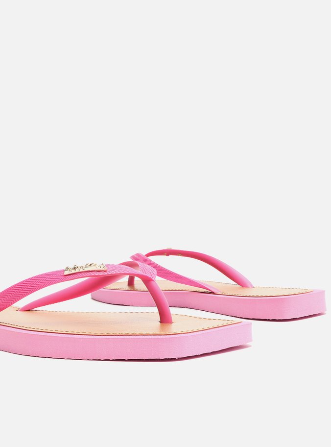 Chinelo de Dedo Rosa Square Palmilha Marrom