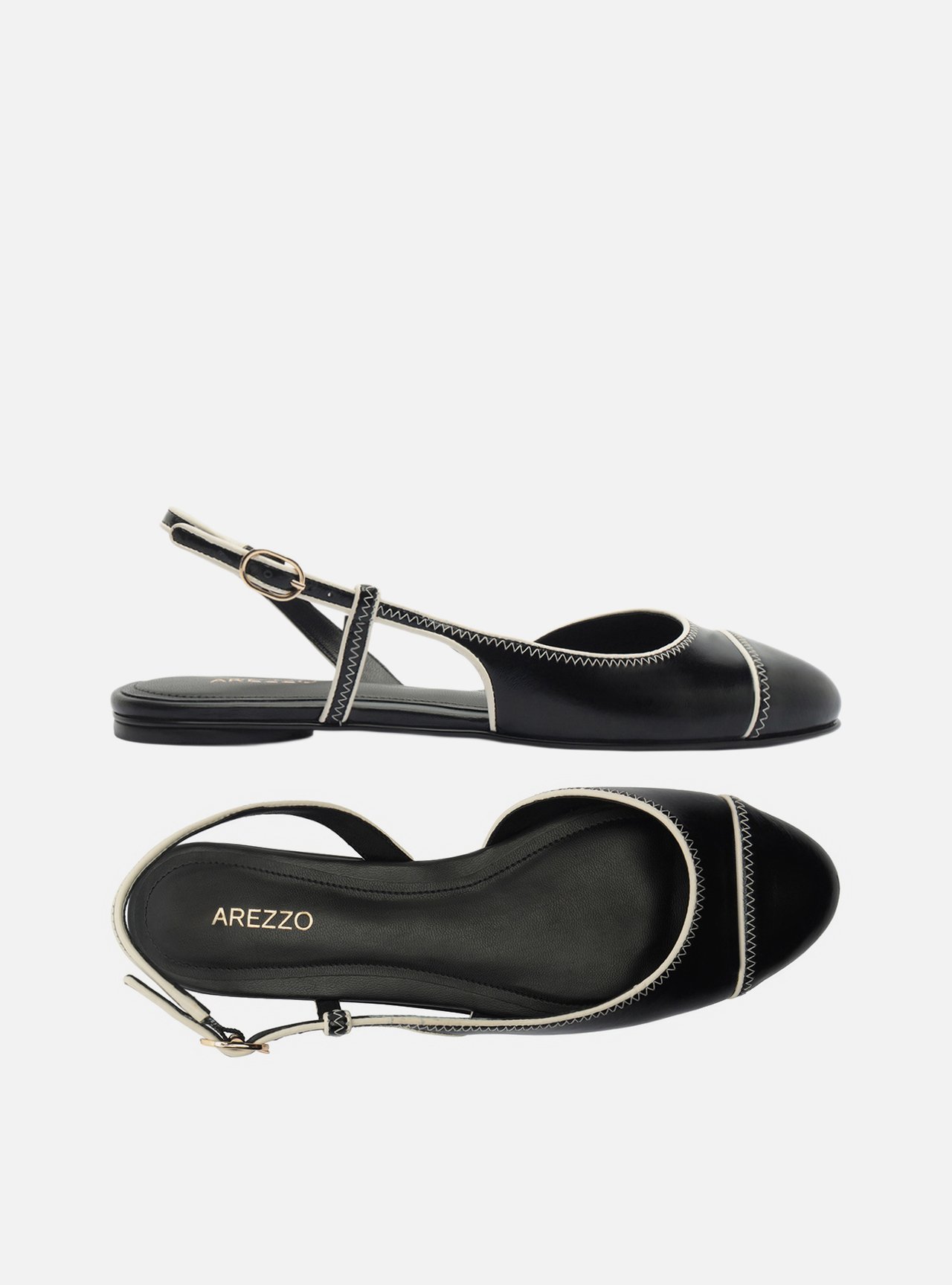 Sapatilha Preta Bico Redondo Fivela Slingback — foto 5