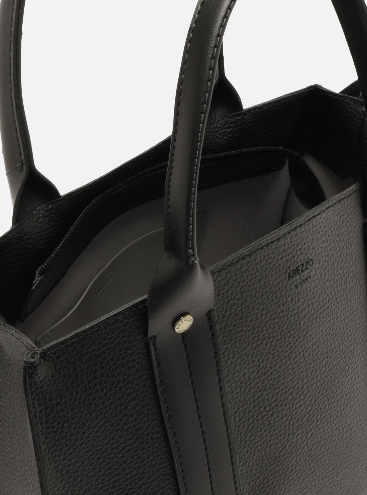 Bolsa Tote Preta Grande Granulada — foto 4
