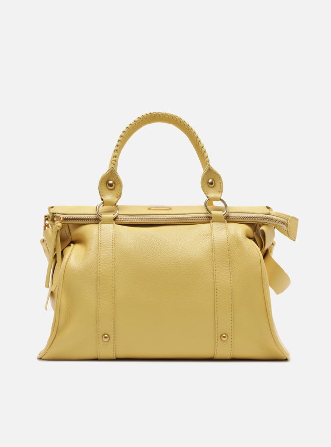 Bolsa Tote Amarela Couro Grande Alças Mix