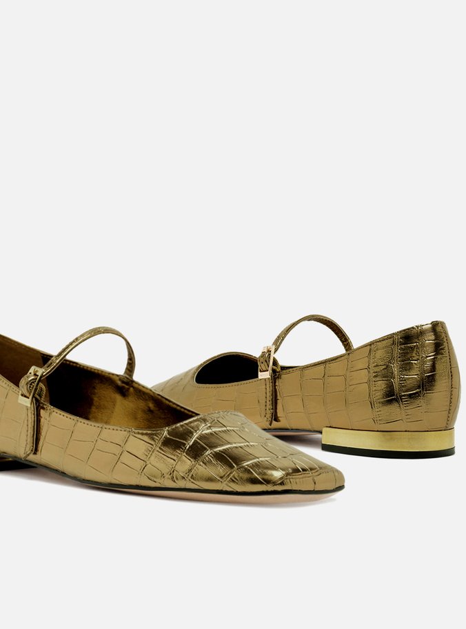 Sapatilha Dourada Croco