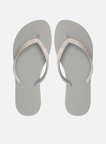 Chinelo de Dedo Prateado Strass Essential Brizza