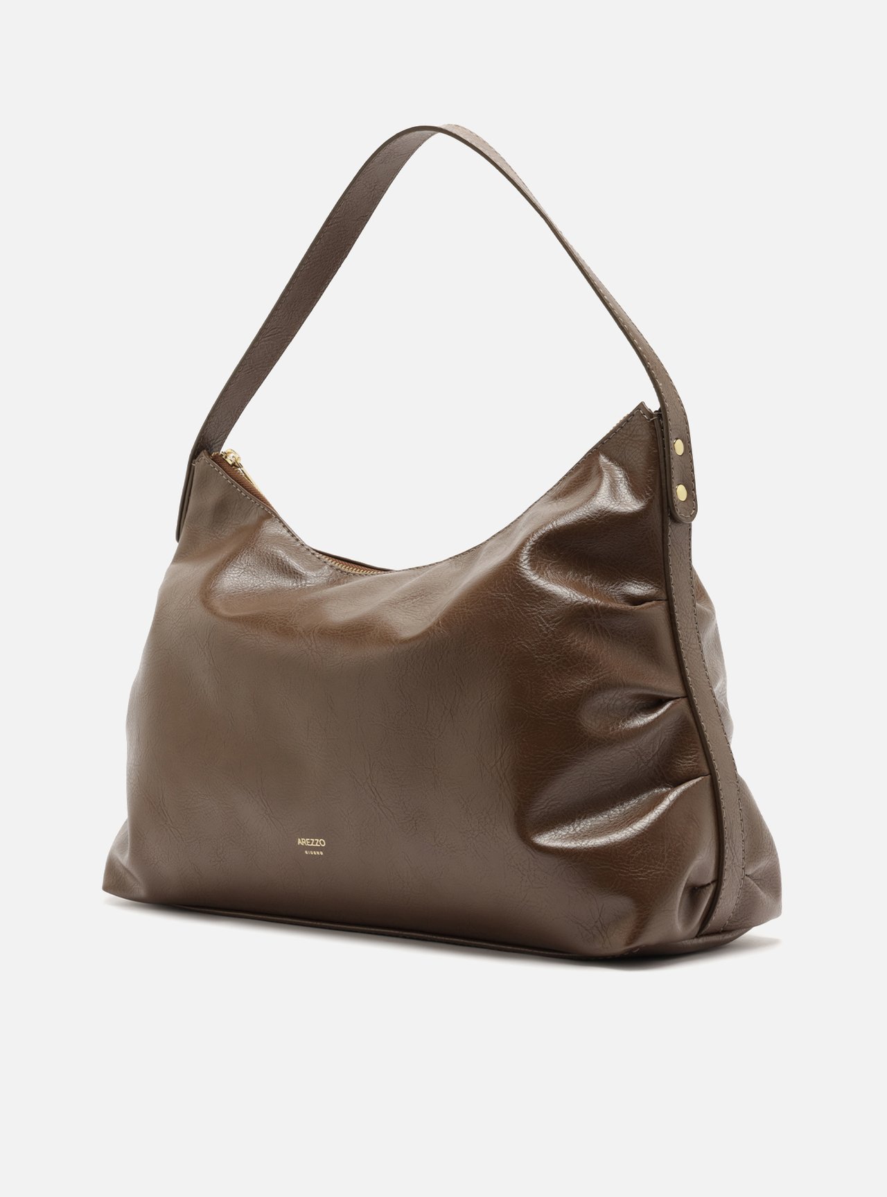 Bolsa Hobo Marrom Grande Franzida — foto 2
