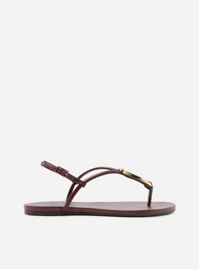 Sandália Rasteira Bordô Metais