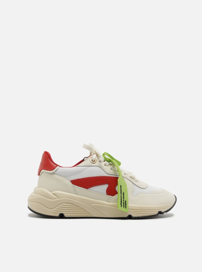 Tênis Branco Couro Esportivo Vermelho Tag