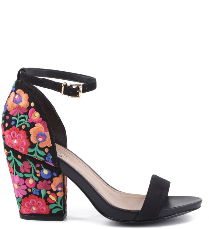 Sandália Floral Negro