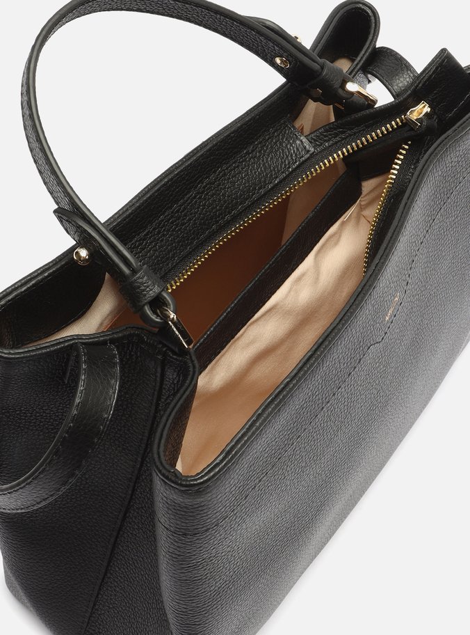 Bolsa Tote Preta Couro Grande Clássica