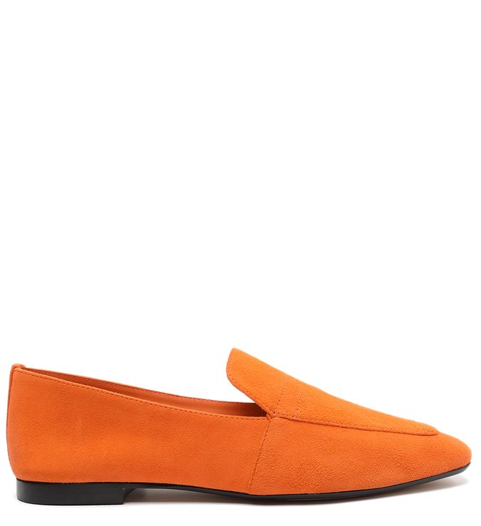 Mocassim Arezzo Touch Suede Laranja Bico Quadrado