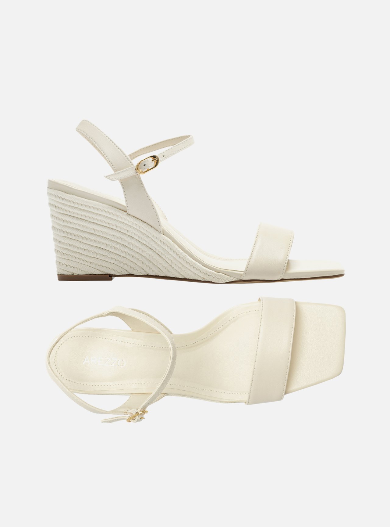 Sandália Off-White Couro Salto Anabela Corda — foto 5