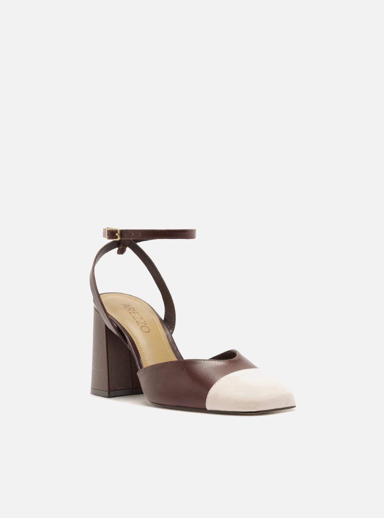 Scarpin Bordô Fivela Cap Toe Branco — foto 2