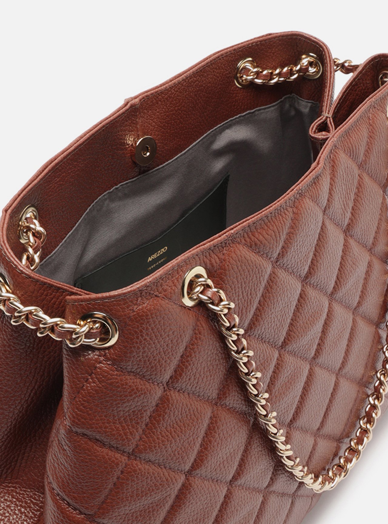 Bolsa Tote Marrom Couro Matelassê Gab Grande — foto 4