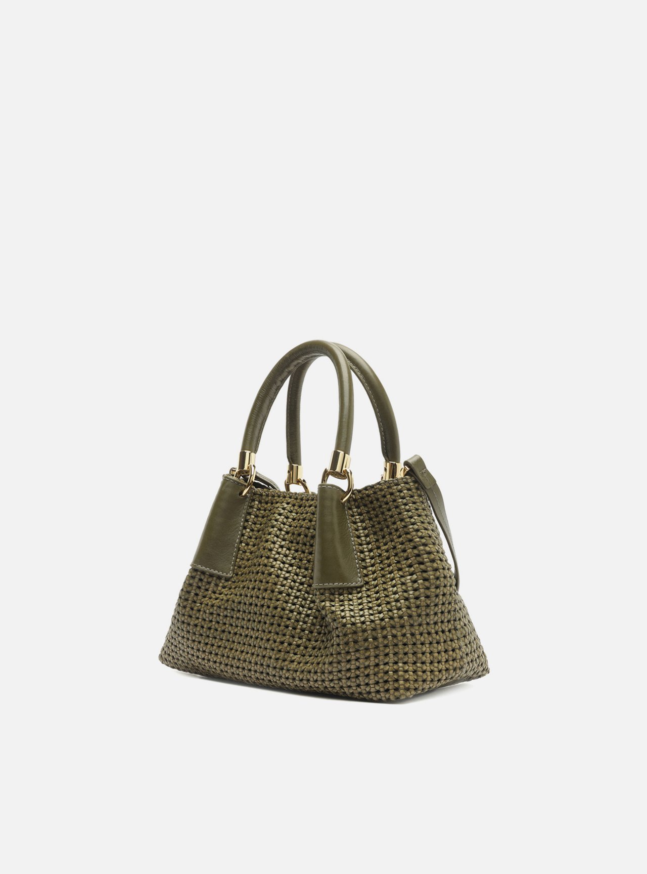 Bolsa Tote Verde Couro Tramada Média — foto 2
