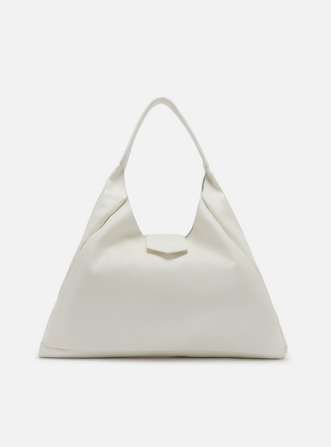 Bolsa Hobo Branca Couro Grande Lapela
