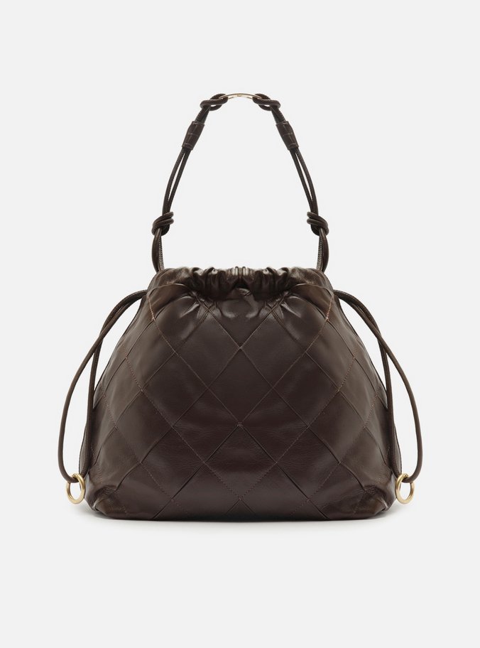 Bolsa Bucket Marrom Couro Matelassê Grande