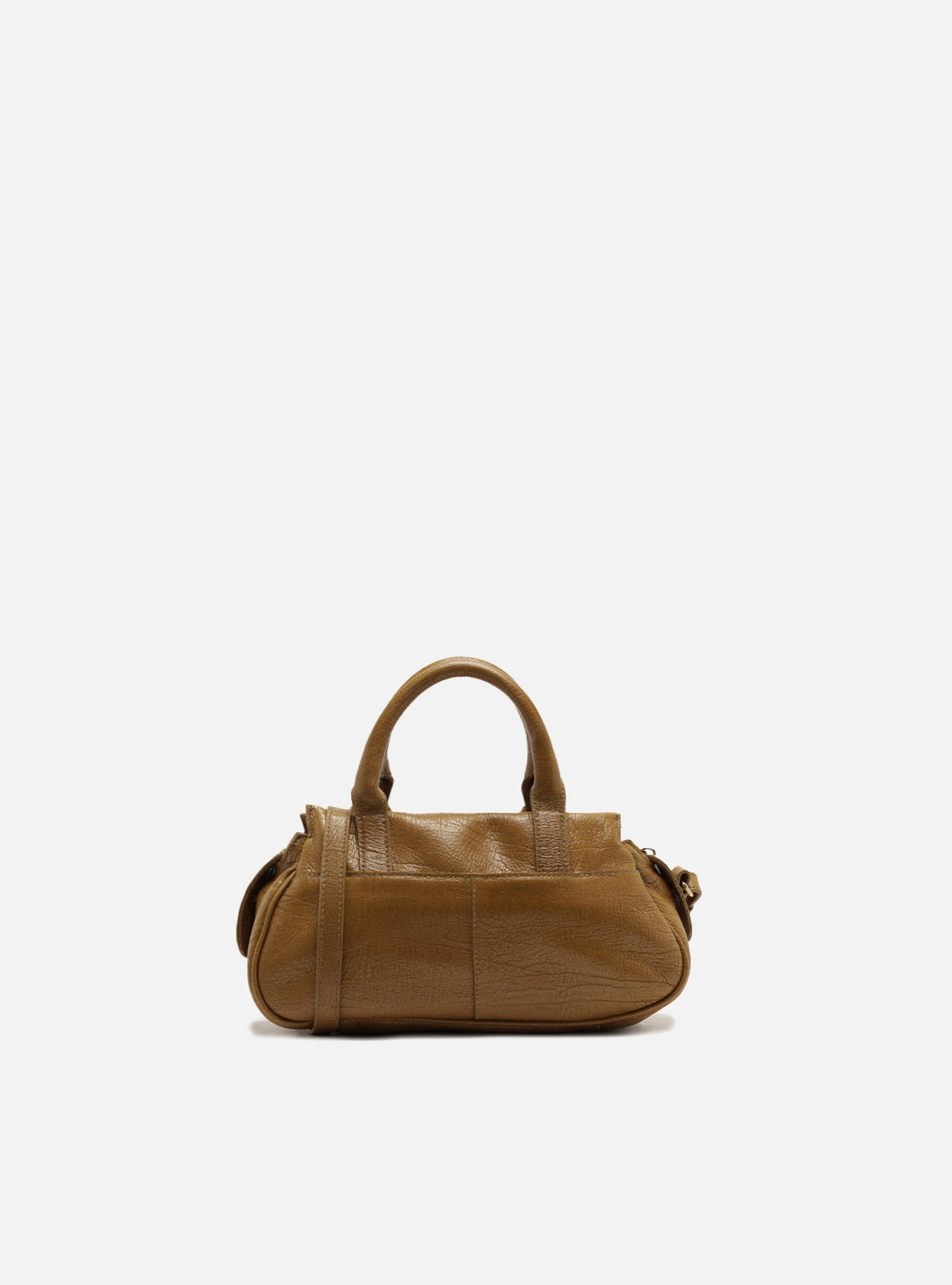 Bolsa Tote Marrom Couro Pequena Metais — foto 3