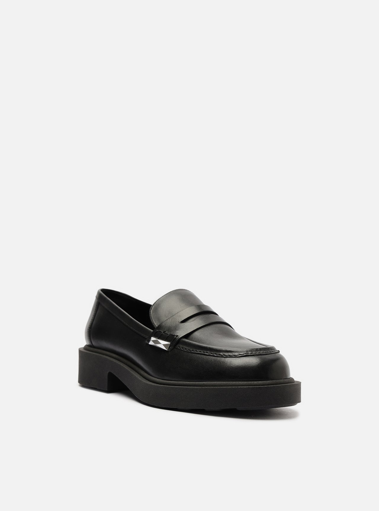 Mocassim Preto Couro Bloco Tira Detalhe — foto 2
