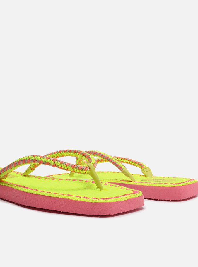 Chinelo de Dedo Amarelo Square Crochê Brizza