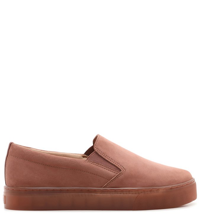 Tênis Slip On Marrom Casual Nobuck Sola Alta