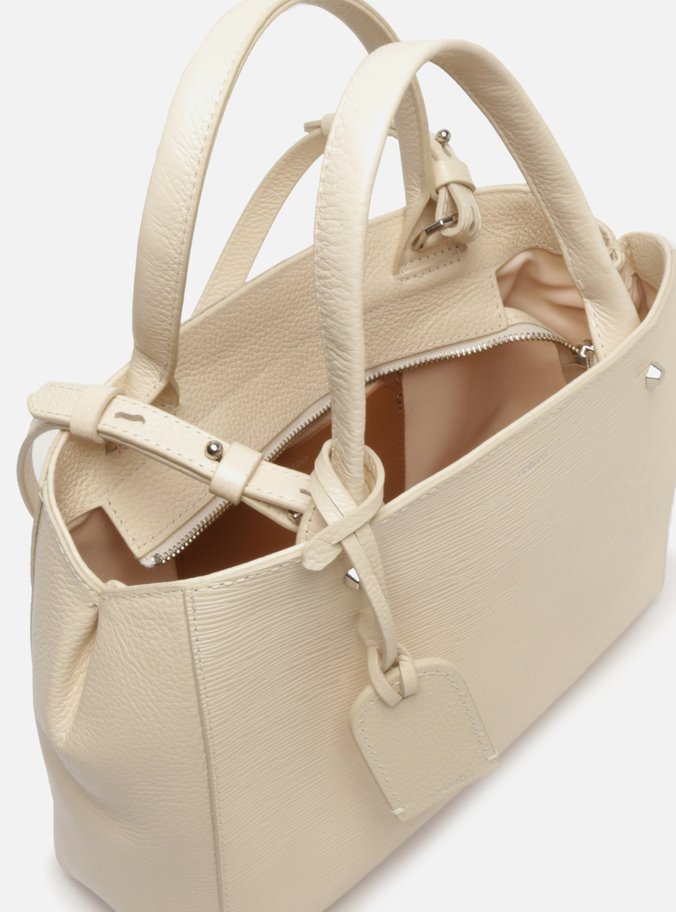 Bolsa Tote Off-White Couro Wave Bella Grande