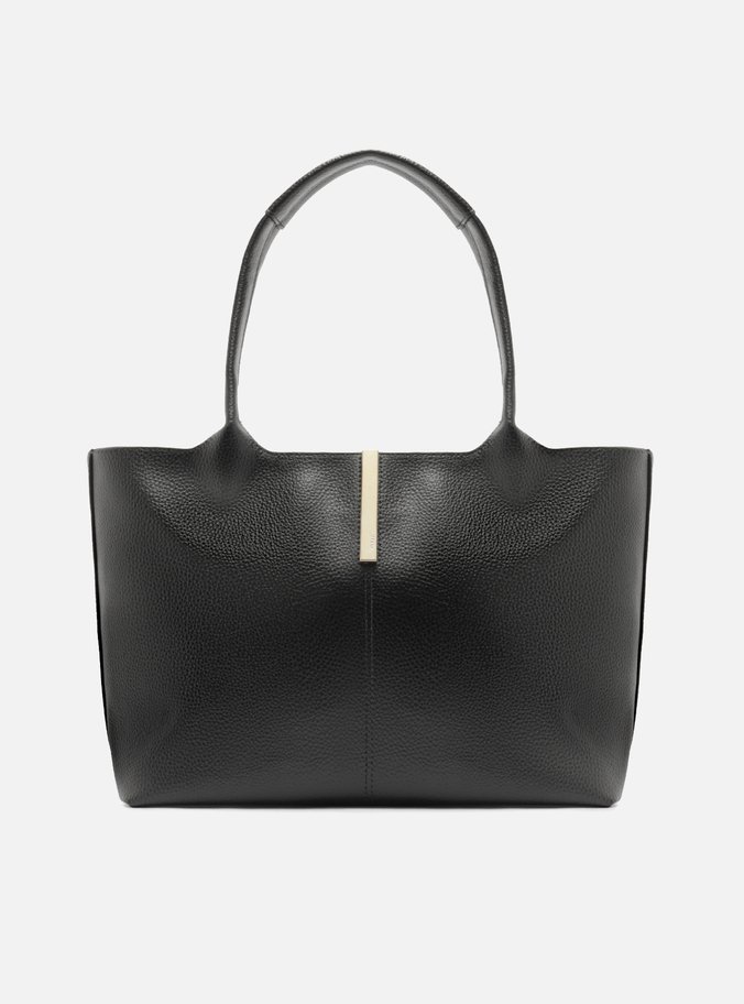 Bolsa Tote Preta Grande Metal Frontal