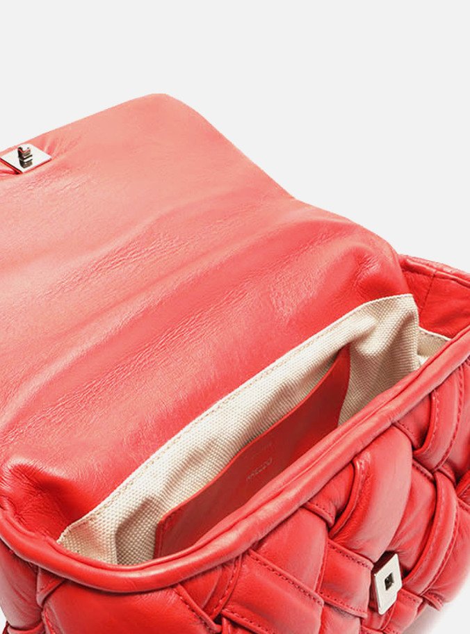 Bolsa Tiracolo Vermelha Couro Tressê Média