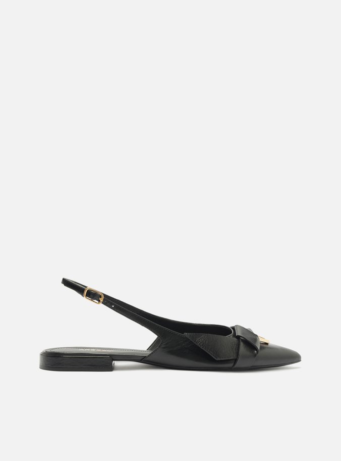 Sapatilha Preta Bico Fino Slingback
