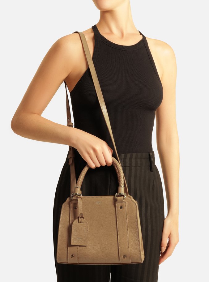 Bolsa Tote Bege Couro Piazza Média