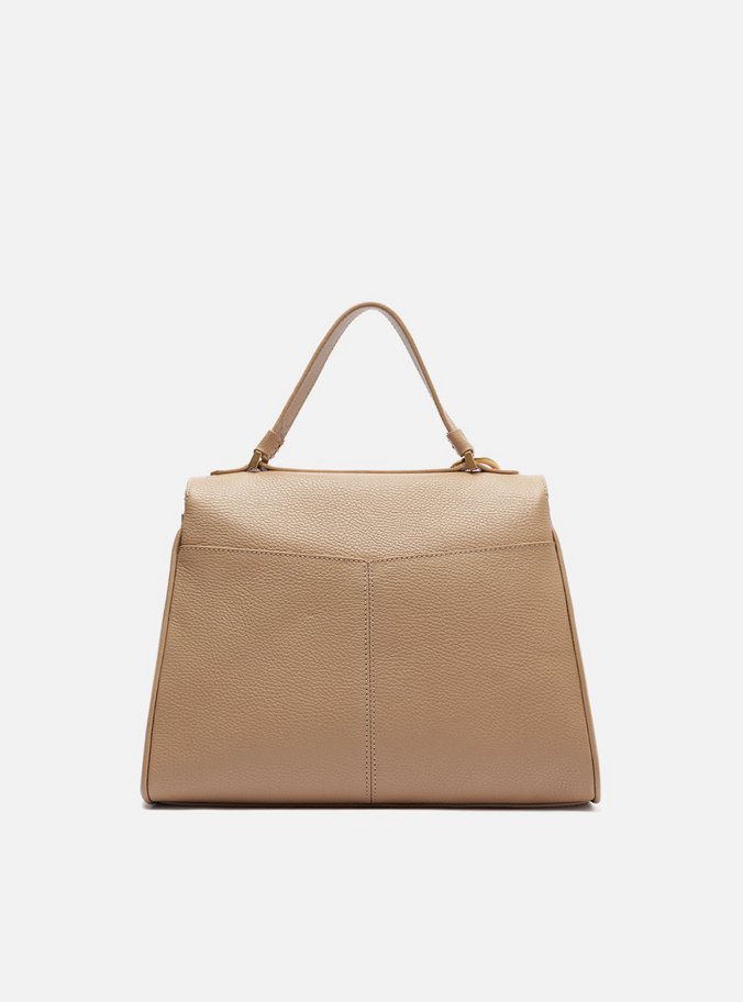 Bolsa Satchel Bege Couro Média Lenço