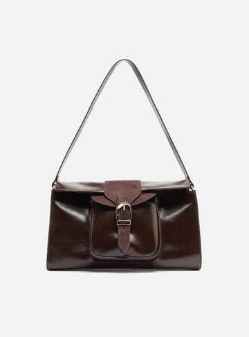 Bolsa Shoulder Marrom Média Bolso Camurça