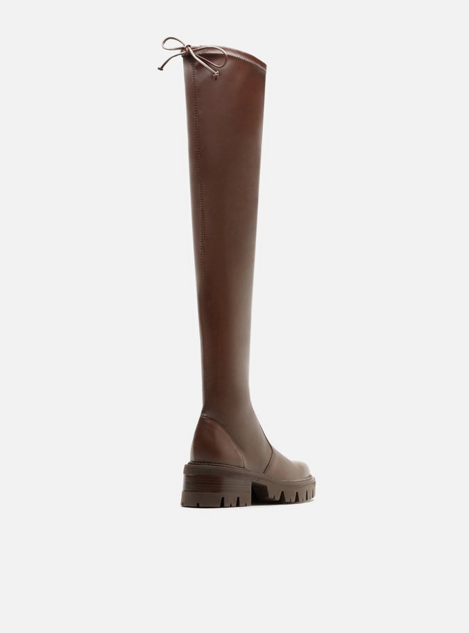 Bota Over The Knee Marrom Couro