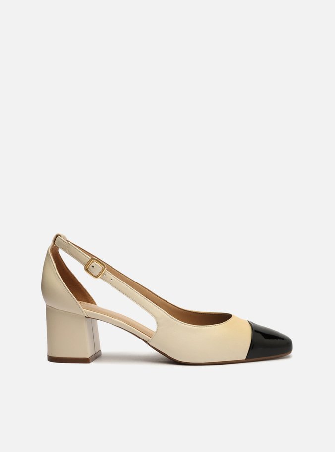Scarpin Off-White Couro Cap Toe Aberto
