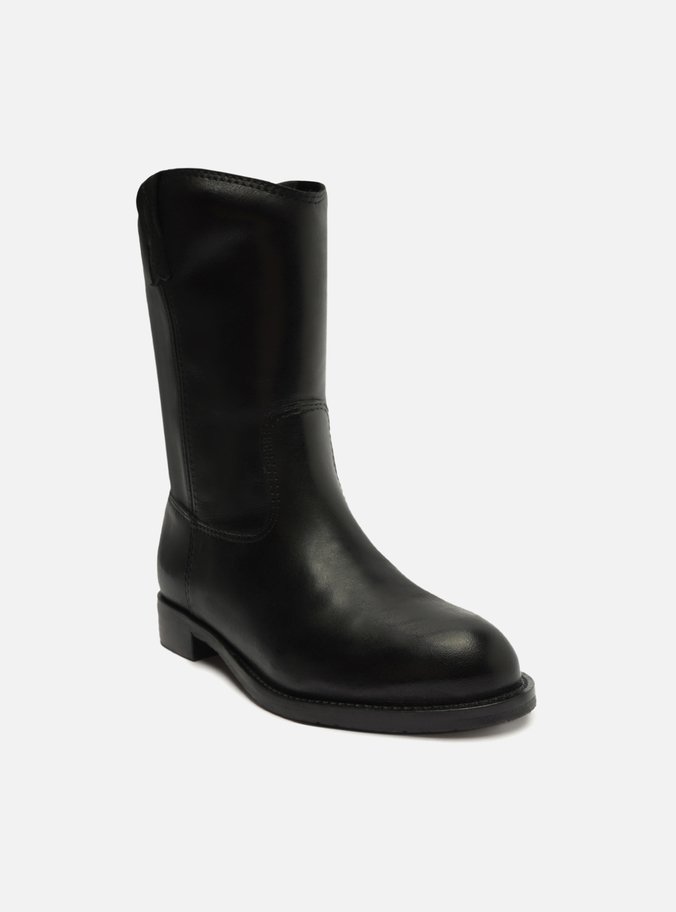 Bota Preta Couro Cano Médio Alicia