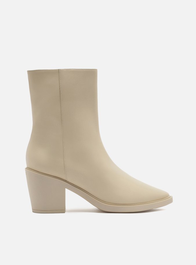 Bota Off-White Couro Cano Médio Western