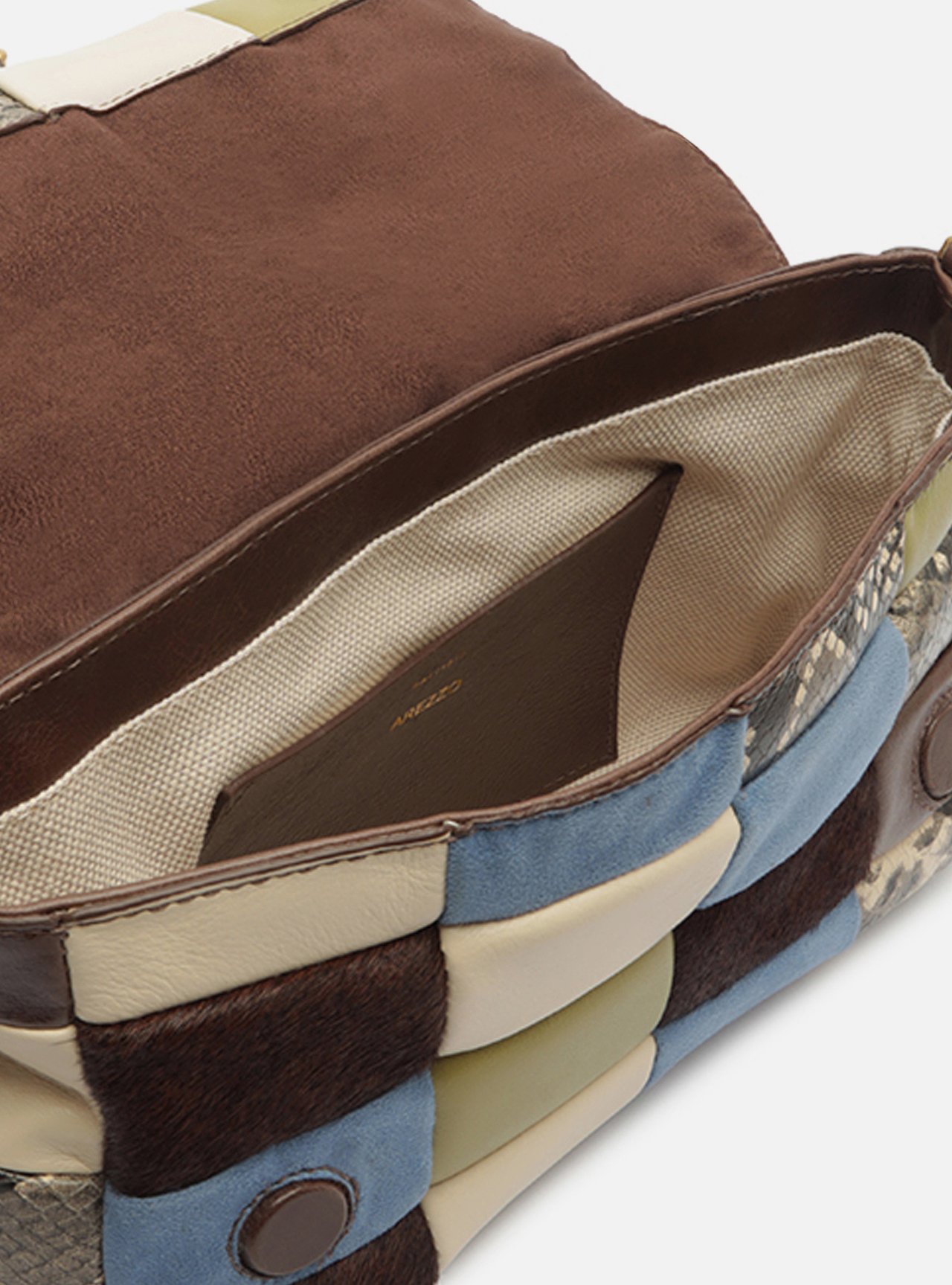 Bolsa Tiracolo Multicolorida Couro Média Fecho Metálico — foto 4